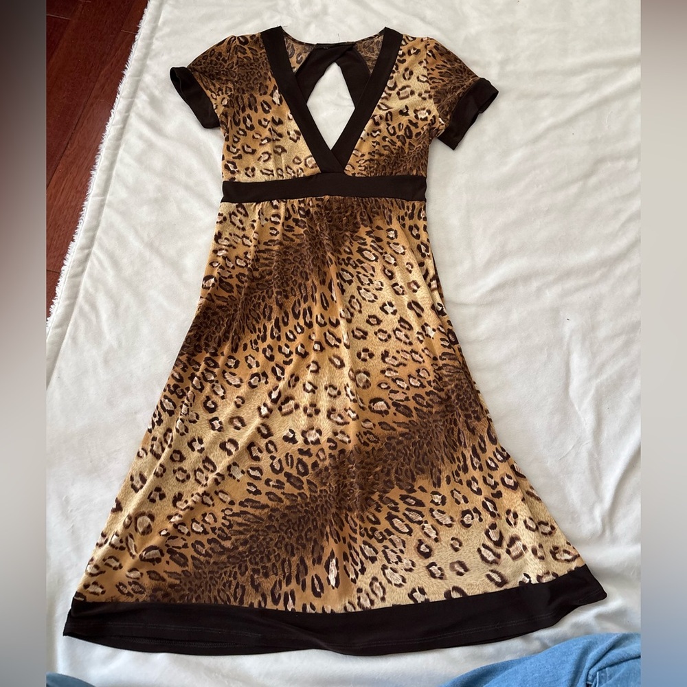 Y2K Leopard Print Dress with Cutout back